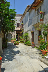 A narrow street in Castel Campagnano, a village in the province of Caserta in Italy
