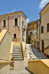 Fototapeta na wymiar A narrow street in Castel Campagnano, a village in the province of Caserta in Italy