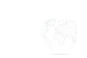 Abstract mash line and point scales on white background with Global. Wire frame 3D mesh polygonal network line, design sphere, dot and structure. Vector illustration eps 10.