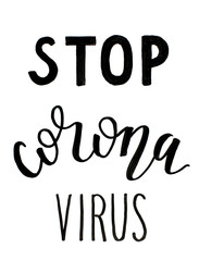 Black handwritten inscription STOP CORONAVIRUS on a white background