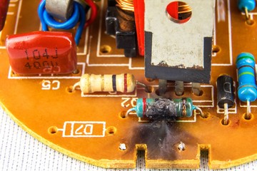Damaged electronic component LED bulbs. Electronic circuit board has a short circuit. Risk of fire....