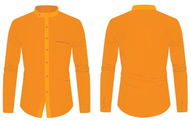 Orange long sleeve collared shirt. vector illustration