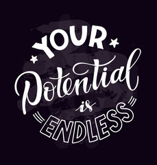 Motivation quote. Hand drawn doodle lettering postcard. Lettering art card.