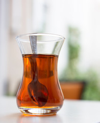 glass cup and traditional turkish tea