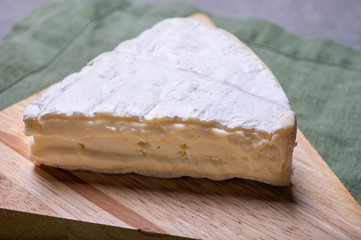 Fototapeta na wymiar French cheese camembert made from cow milk in Normandy, France
