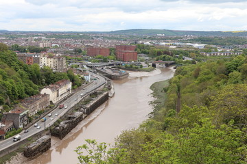 Fototapeta premium A Beautiful View of River between Town and Mountains