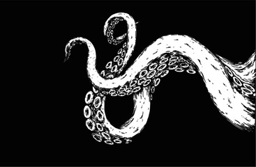 Tentacles isolated illustration on black background 