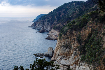 Cliff at sea and mountain in Spain