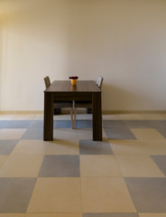 Modern seating arrangement with blank wall shot as a background for artists to insert their art...