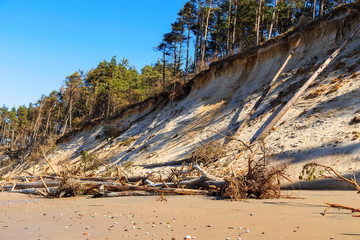 Steep and sandy coast of Baltic sea in western Latvia.