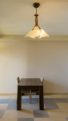 Modern seating arrangement with blank wall shot as a background for artists to insert their art...