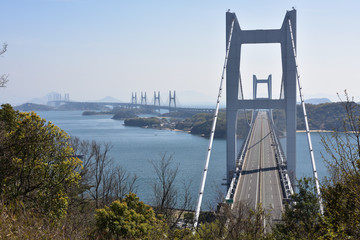 日本の岡山県倉敷市の瀬戸大橋