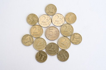 coins on a white background