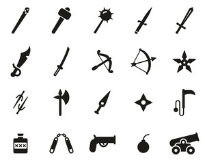 Obraz premium Old Weapons Or Ancient Weapons Icons Black & White Set Big