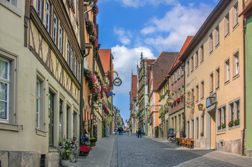 Street in Rothenburg ob der Tauber, Bavaria, Germany