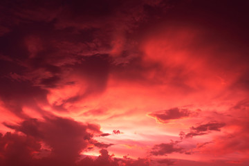 red dramatic cloudy sunset sky nature background