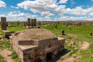 Ahlat, Bitlis - Turkey. The widest cemetery in the world: Selçuk Cemetery in Ahlat.