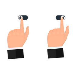 Switch. The hand switches the active button. Vector illustration