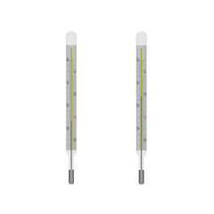 Medical thermometer. A mercury thermometer measures the temperature. Vector illustration