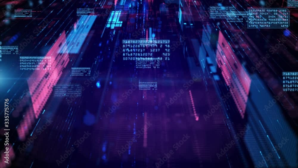 Poster 4k digital cyberspace and data network connections. transfer digital data high-speed internet. motio