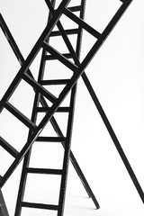 black ladders on the white background