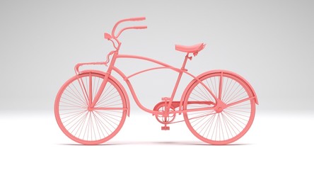 PINK BIKE ON A UNIFORM BACKGROUND 3D RENDER