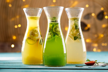 A glass of lemon soda with fresh mint