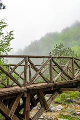 Wooden bridge in the mountains of Olympus, Greece