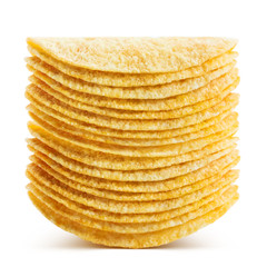 Potato chips stack, isolated on white background