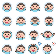 Boy / face part name explanation / expression variation set