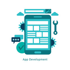 Mobile application development. Vector flat illustration