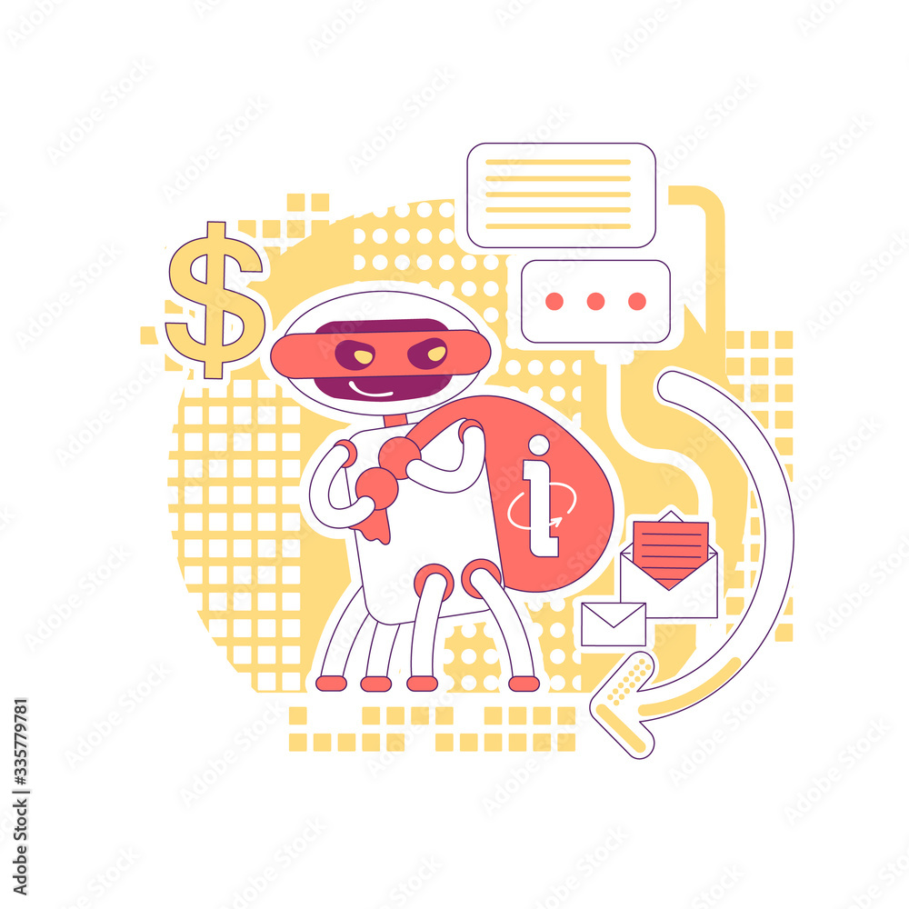 Poster scraper bot thin line concept vector illustration. stealing website data and internet content. bad r