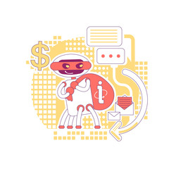 Scraper bot thin line concept vector illustration. Stealing website data and Internet content. Bad robot 2D cartoon character for web design. Malicious malware, cyber attack creative idea