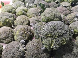 Broccoli on the basket for sale in the market