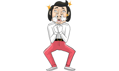 Actions of man in white suit