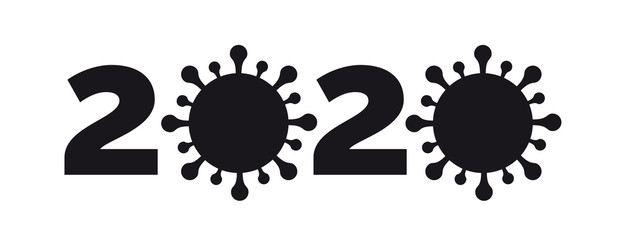 2020 coronavirus print vector. Linear style logo for mobile concept and web design. Symbol illustration. Business design with virus. Flat clipart, emblem