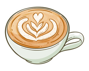 cup of coffee with latte art - 335782320