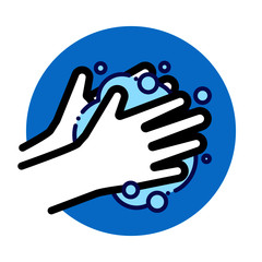 Washing hands with soap to prevent virus and bacteria. Vector illustration isolated on white background.
