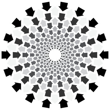 Arrows pointing in and out forming a circle - fading in and out alternately.