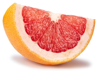 Grapefruit fruit. Grapefruit slice isolated on white background. Grapefruit with clipping path.