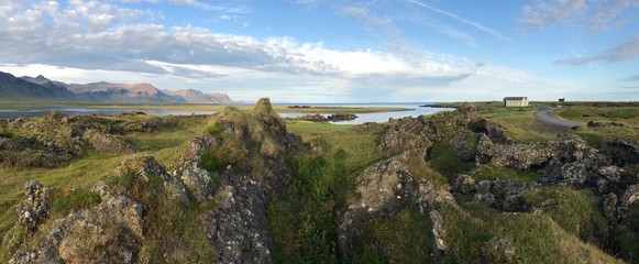 Paysages près de l'église de Budir, péninsule de Snaefellsnes, Islande