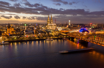 night view of the Cologne cathedral, Germany