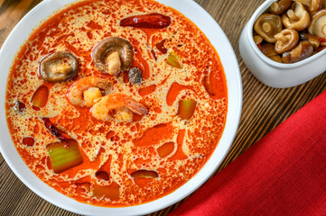 Portion of Tom Yum soup