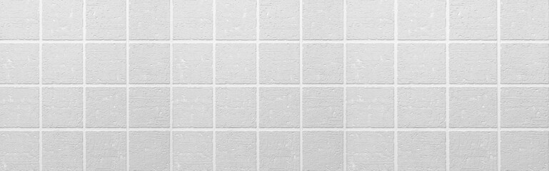 Panorama of white mosaic pattern and seamless background