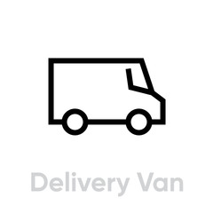 Delivery Van Truck icon. Editable line vector.