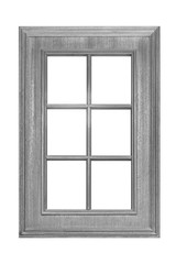 White vintage wooden window frame isolated on white background
