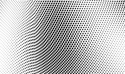 Abstract halftone wave background. Monochrome grunge pattern. Vector art texture. Template for printing on business cards, posters, wrapping paper