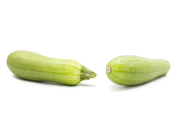 Ripe fresh organic zucchini isolated on a white background