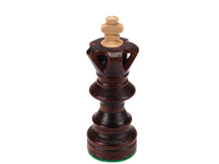 Black chess king on a white background