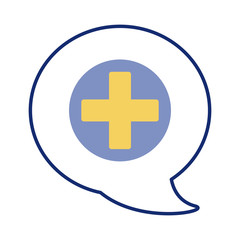 Obraz premium medical cross symbol in speech bubble line style